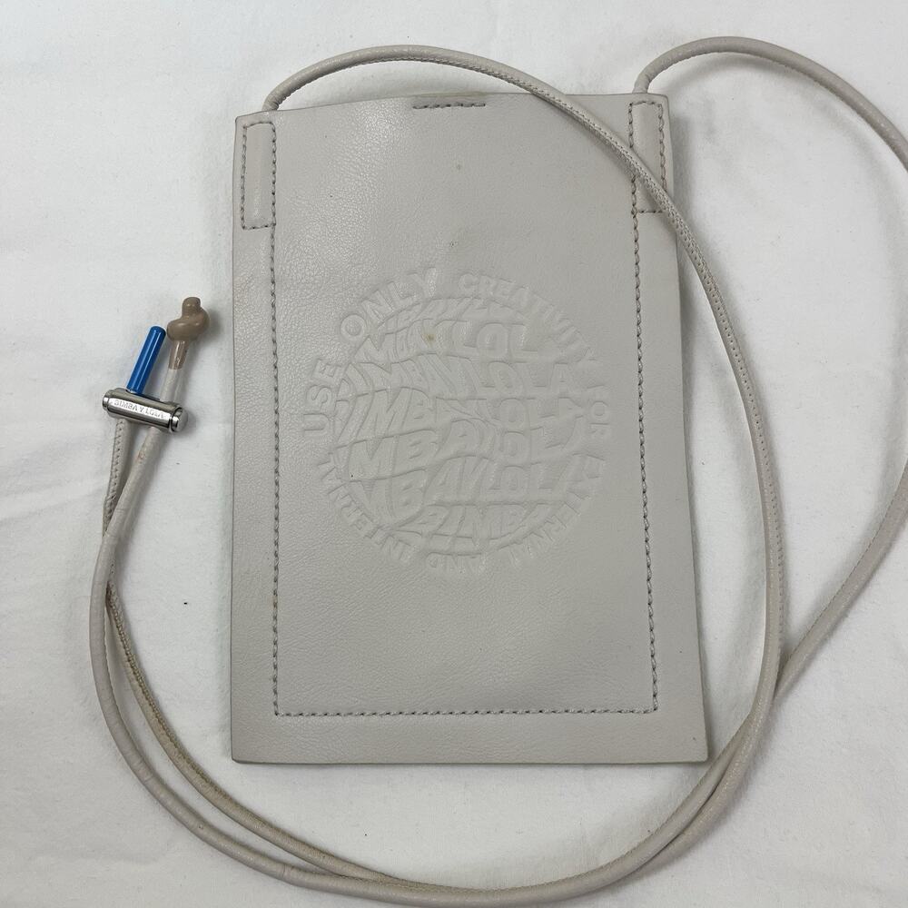 Bimba y Lola Mini Leather Crossbody Phone Bag Off White Logo Embossed